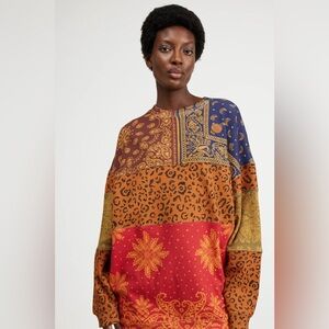 Farm Rio Women’s Oversized Mixed Patchwork Sweatshirt